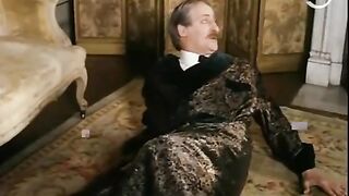 The old rich man was rejected by his young mistress. Retro fetish scene