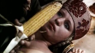 Bandits attacked the village and raped a girl with a corn cob. Retro forced scene