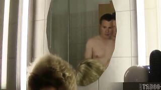 A mom and a son are taking a shower together. First anal sex mom. perverse family, milf, homevideo