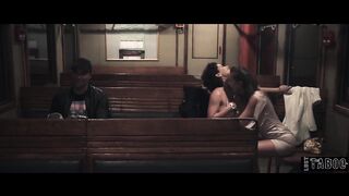 Two lustful nymphomaniac girls seduced a guy on a train