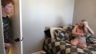 Older sister really helped her virgin brother, who didn't know what to do with his engorged cock