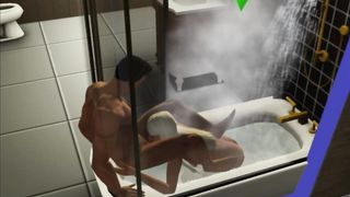 Blowjob in the Shower! made a Sister | Porno Game, 3d, Sims Sex