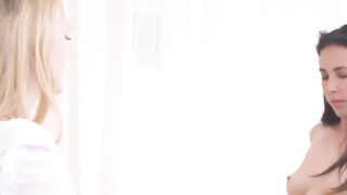 Lesbian Teen Fucks Sister with Big White Dildo